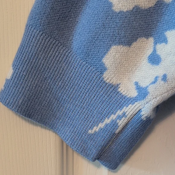 🎉SALE🎉 PERFECT Ann Taylor NWT Blue Floral Short Sleeve Sweater - Picture 3 of 5